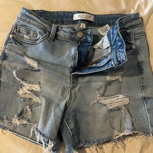 Judy Blue Women's Distressed Jean Shorts - Blue